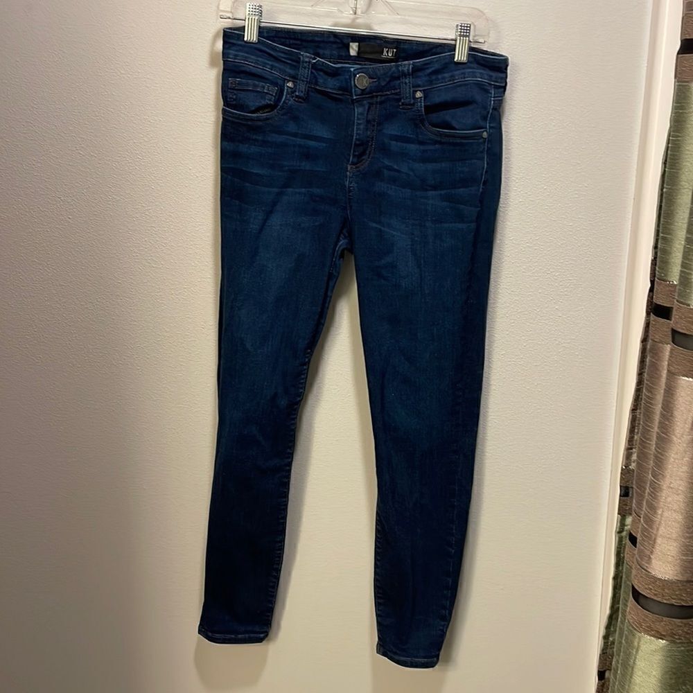 KUT from the Kloth Connie Ankle Skiny woman dark denim blue jeans